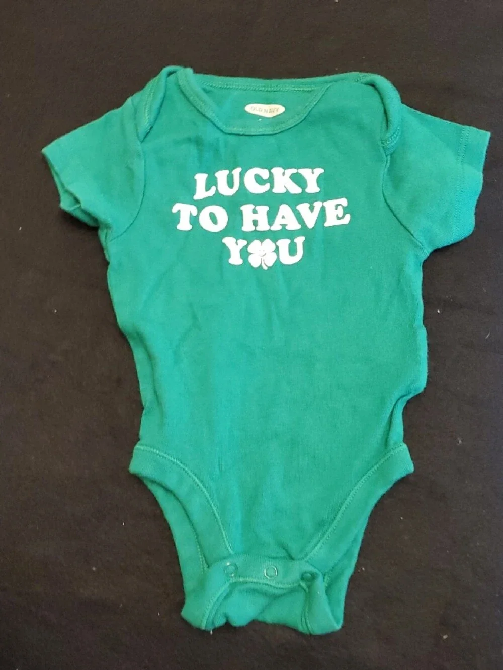 Two St. Patrick's Day Old Navy Green 'Lucky To Have You' Bodysuits